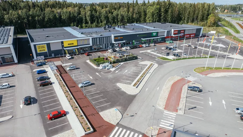 Espoon Retail Park Bredisin laajennusosan kevennysrakenne tehtiin Leca-sorasta