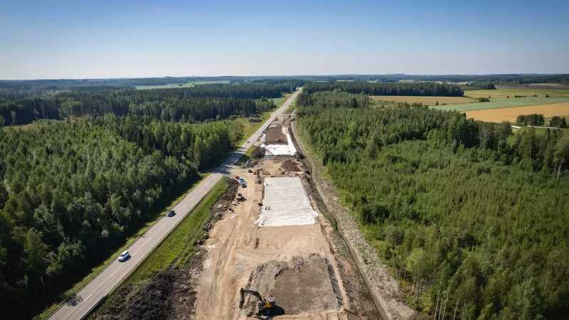 Leca-kevennysrakenne Vt 6 Korian kohta -työmaalla