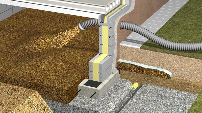 Leca-soran puhallus ryömintätilaan